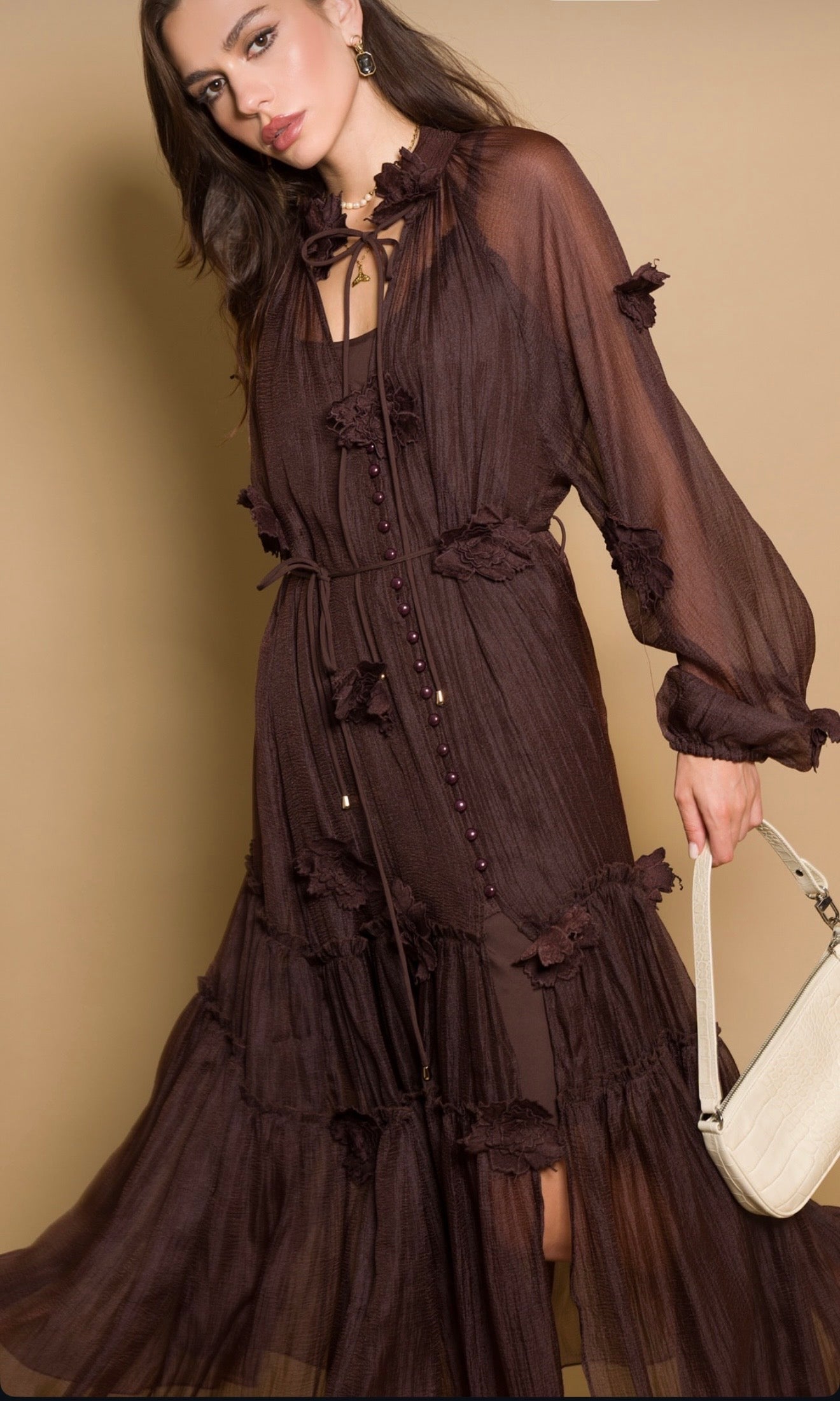ROBE MOUSSELINE CHOCO