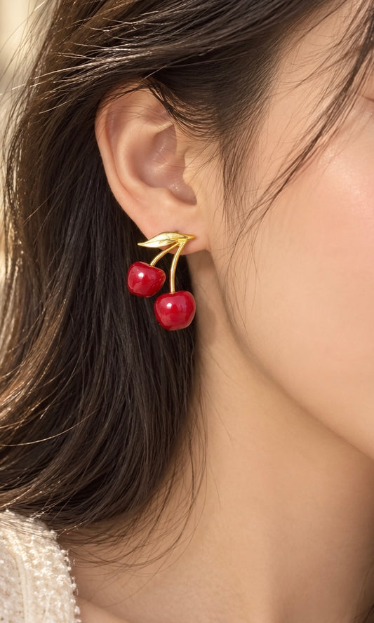 BOUCLE D’OREILLE CERISE