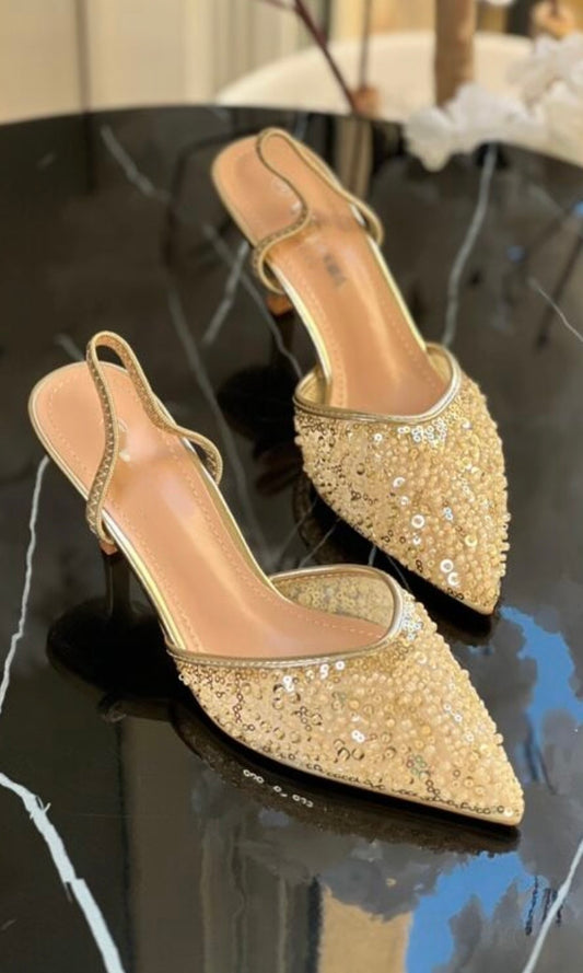 ESCARPINS PERLE DORÉ