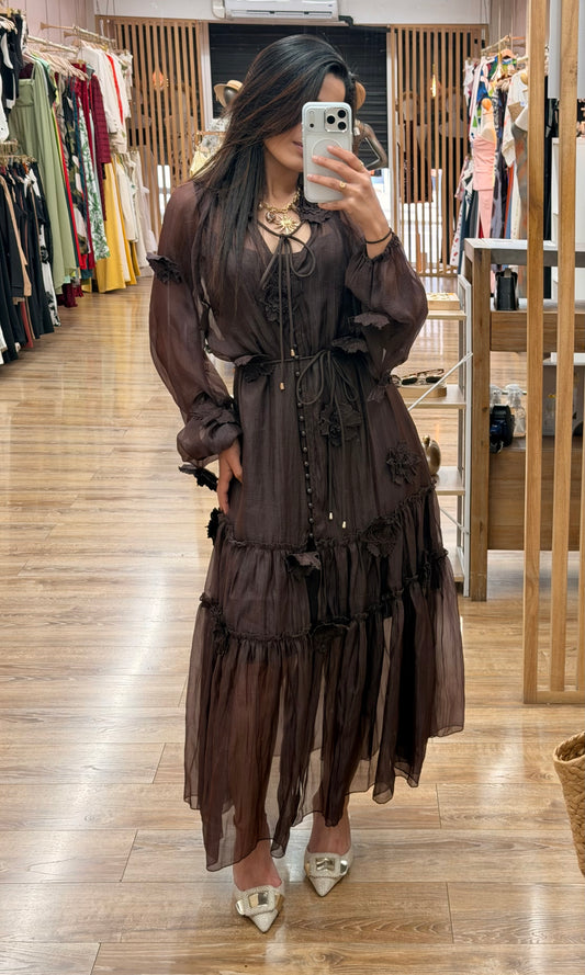 ROBE MOUSSELINE CHOCO