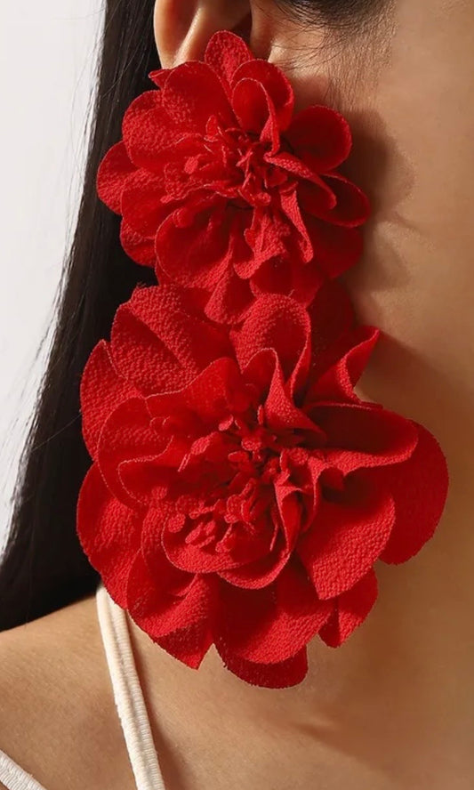 BOUCLE D’OREILLE FLEUR ROUGE (précommande)